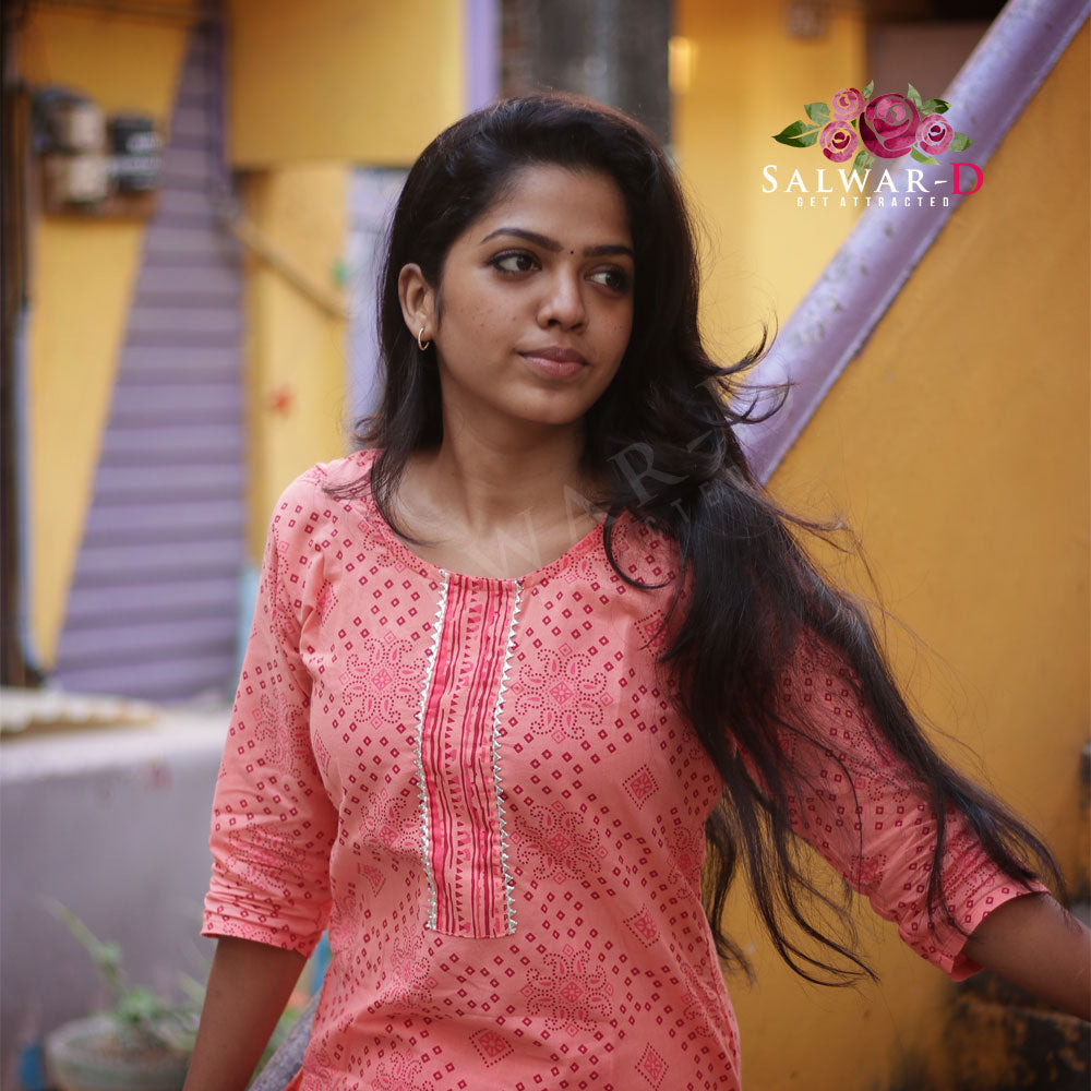 PEACH KURTI SET