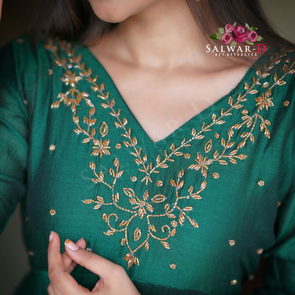 GREEN A LINE KURTI
