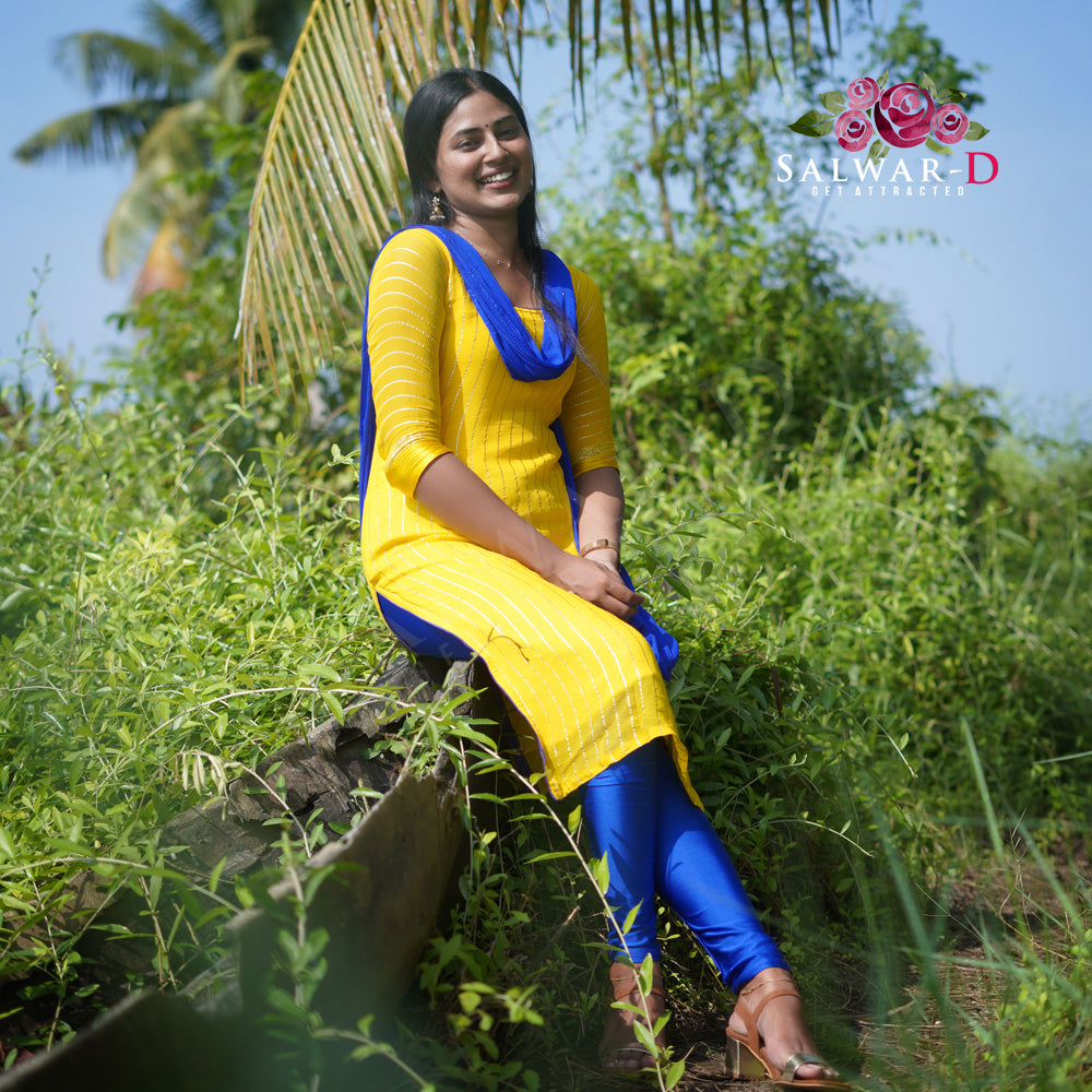 Yellow straight cut kurti