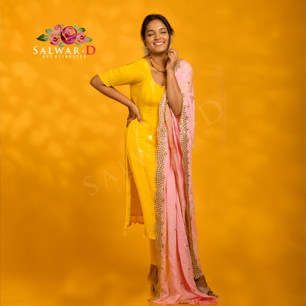 Yellow Designer Kurti Set