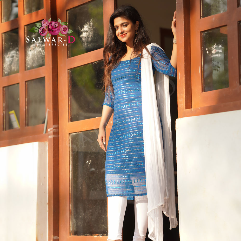 Blue Georgette Designer Kurti